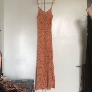 Summery fruit silk maxi dress